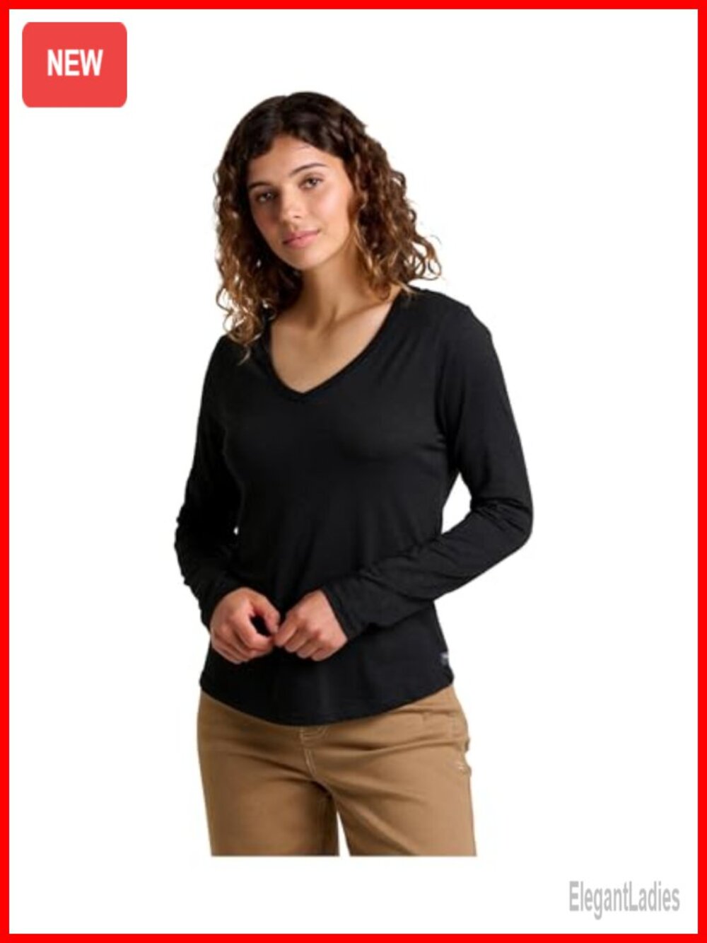Tencel Lyocell Organic Cotton Long Sleeve V-Neck Tee